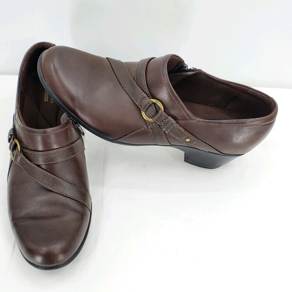Clarks Collection 15260 Brown Strap Zip Up Booties Women's Size 9.5M EUC